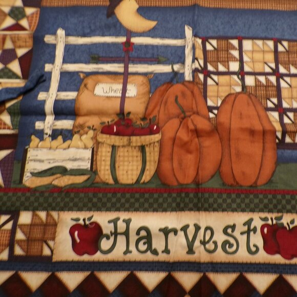 Vtg Harvest-Themed Apron Pumpkins Apples Moon Star Grannycore Familycore Cabin - Picture 2 of 8
